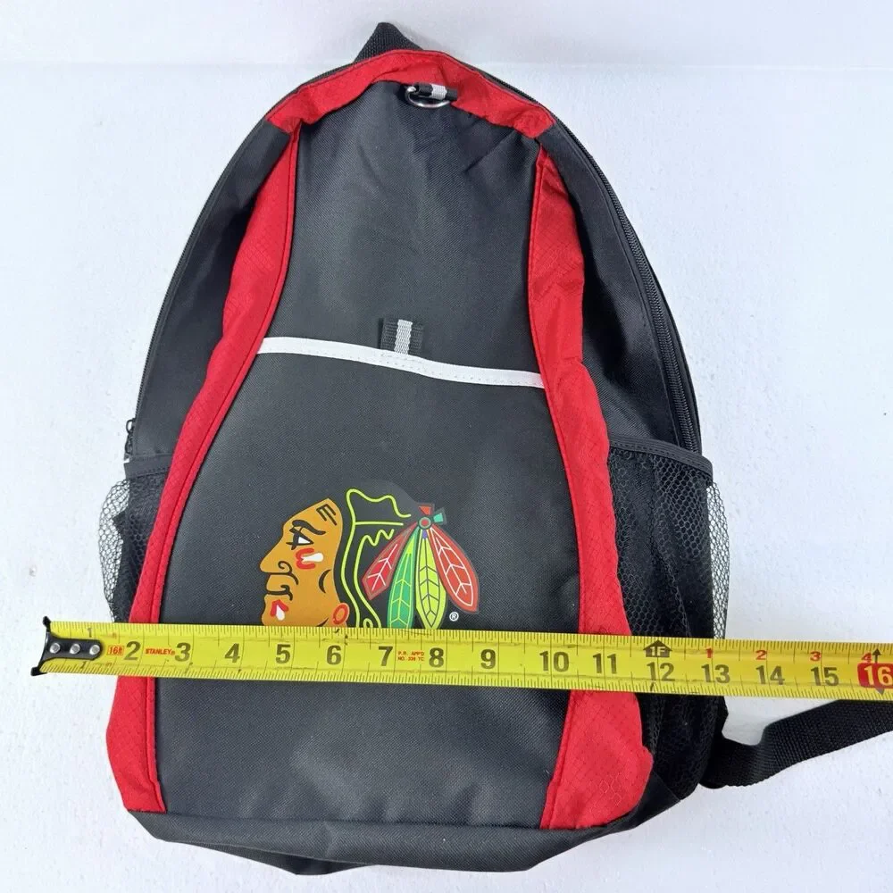 Chicago Blackhawks Backpack School Bag Mini Hockey Stick & Water Bottle Bundle